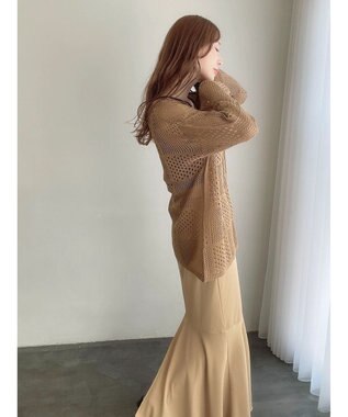 Green Parks ２ＷＡＹ透かし編みニットプルオーバー Beige