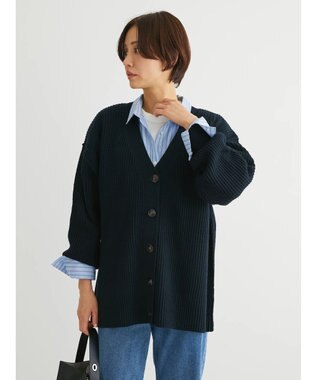 Green Parks 洗える　Ｖネックニットカーディガン Dark Navy