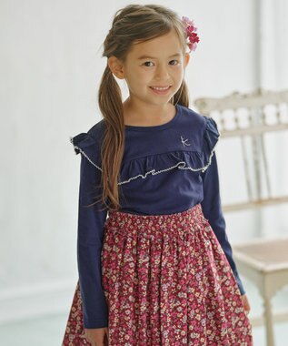 組曲 KIDS 【110-140cm】プチフルール カットソー ネイビー系