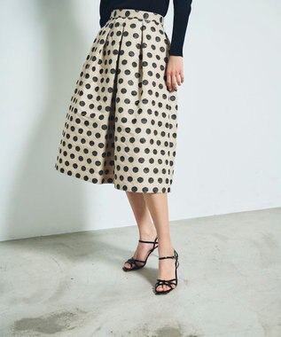 GRACE CONTINENTAL ラメドットジャガードスカート ベージュ