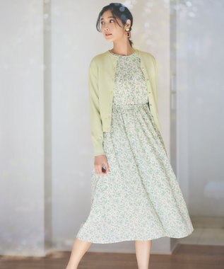 組曲 【8色展開・アンサンブル対応】ブーケカラーカーディガン グリーン系