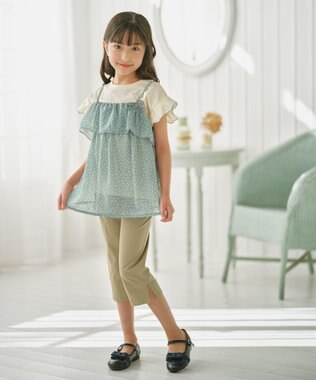 組曲 KIDS 【150-160㎝】ドットキャミ＋TシャツSET ミントグリーン×クリーム