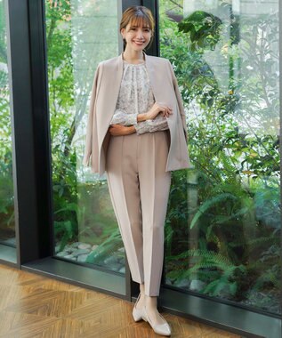 Tiaclasse 【ダブルストレッチ・洗える】テーパードパンツ グレージュ