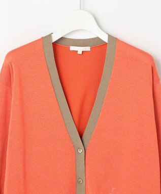 自由区 S カラーブロック カーディガン オレンジ×モカ