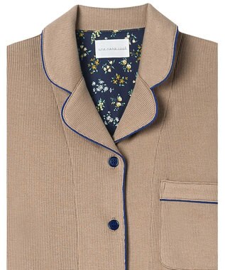 une nana cool 【綿混】ソフトコットンリブ 半袖開襟パジャマ MADE WITH LIBERTY FABRIC ベージュ