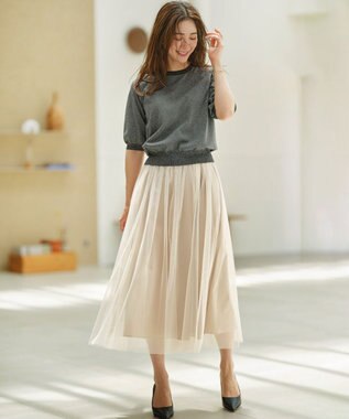 組曲 L 【WEB限定・2SET】シャイニーラメニット×チュールスカート ブラック系