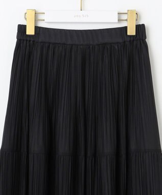 ANY SIS 【洗える】シアーストライププリーツ スカート ブラック系