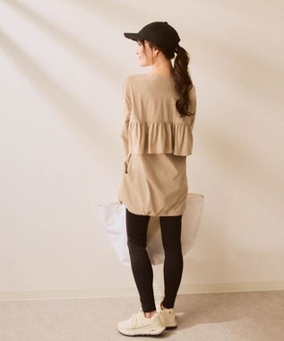 OP／FILA 【Ocean Pacific】バックフリルラッシュガード  レギンスセットウェア ベージュ