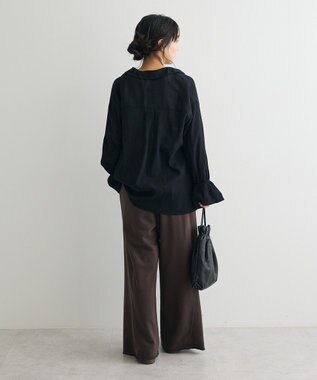 CRAFT STANDARD BOUTIQUE 衿ギャザーシャツブラウス Black