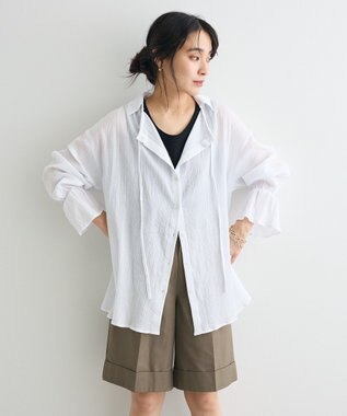 CRAFT STANDARD BOUTIQUE 衿ギャザーシャツブラウス White