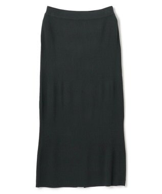 BEIGE， 【洗える】LAURA / Iラインリブスカート F Green×Black