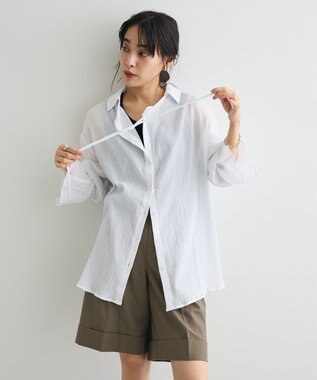 CRAFT STANDARD BOUTIQUE 衿ギャザーシャツブラウス White