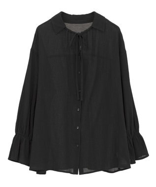 CRAFT STANDARD BOUTIQUE 衿ギャザーシャツブラウス Black