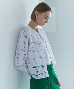  スクエアエンブロイダリー クロップドシャツ