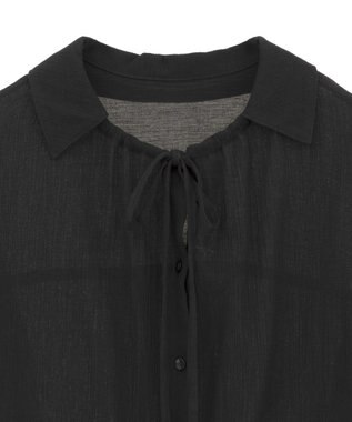 CRAFT STANDARD BOUTIQUE 衿ギャザーシャツブラウス Black