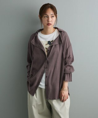 CRAFT STANDARD BOUTIQUE 衿ギャザーシャツブラウス Charcoal Gray