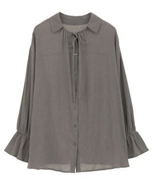 CRAFT STANDARD BOUTIQUE 衿ギャザーシャツブラウス Charcoal Gray