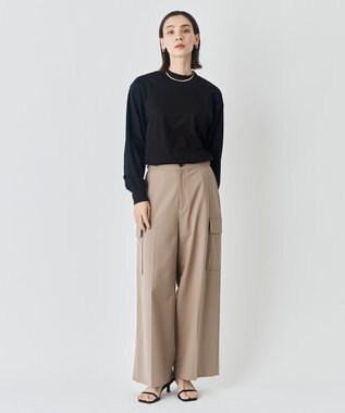 UNFILO ウールライク カーゴワイドパンツ ベージュ