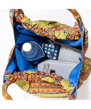 UNBILLION カシュカシュ cachecache / アフリカンプリントバンブーハンドルトート オレンジ