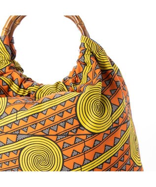 UNBILLION カシュカシュ cachecache / アフリカンプリントバンブーハンドルトート オレンジ