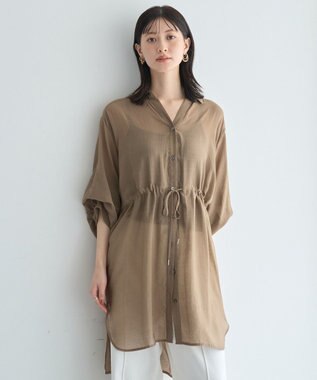 YECCA VECCA シアー2way袖バルーンチュニック Dark Beige