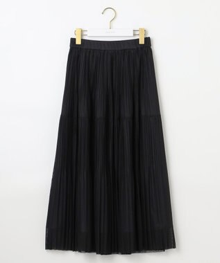 ANY SIS 【洗える】シアーストライププリーツ スカート ブラック系