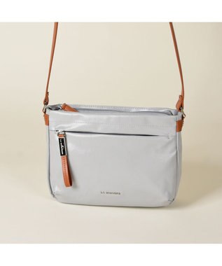 LA BAGAGERIE コーティングキャンバス ミニショルダーバッグ ライトグレー