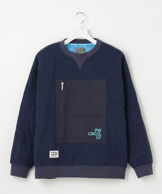 PW CIRCULUS 【裏地付き/防寒】【MEN】キルティングスエットプルオーバー ネイビー系