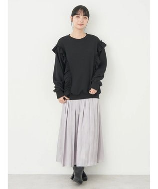 earth music&ecology フリルスウェットプルオーバー Black