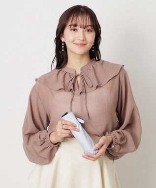 MOONBAT 【一級遮光/晴雨兼用】LANVIN en Bleu (ランバン オン ブルー) 折りたたみ日傘 ラインドローイング 遮光 遮熱 UV ライトグレー