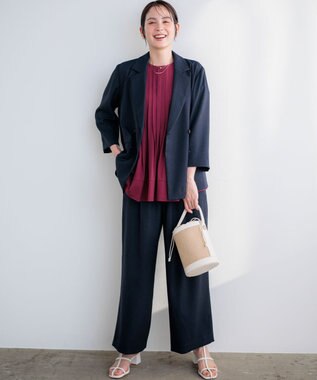 組曲 ライトリネンライク ジャケット ネイビー系