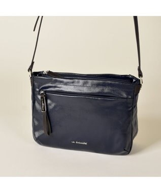 LA BAGAGERIE コーティングキャンバス ミニショルダーバッグ ネイビー