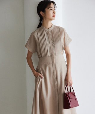 組曲 S 【洗える・ドライタッチ】シアーボイルフロントタック ワンピース ベージュ系