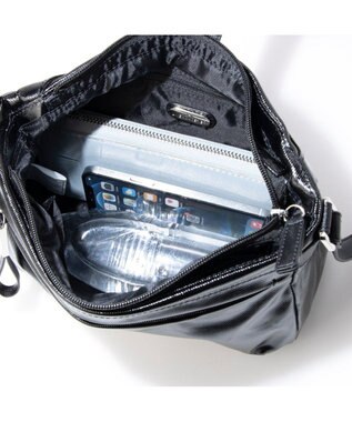 LA BAGAGERIE コーティングキャンバス ミニショルダーバッグ ネイビー