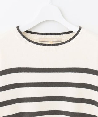 自由区 L 【洗える】コットンカシミヤ ボーダーニット ホワイト系1