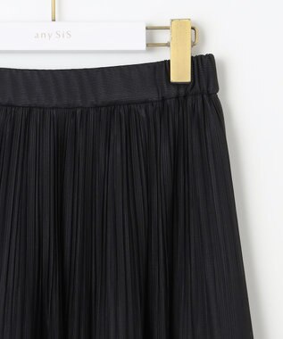 ANY SIS 【洗える】シアーストライププリーツ スカート ブラック系