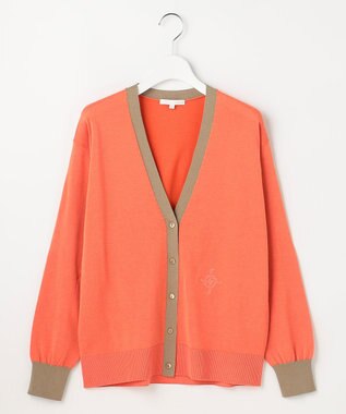 自由区 S カラーブロック カーディガン オレンジ×モカ