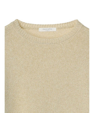 Green Parks ラメ５分袖コンパクトニットプルオーバー Gold