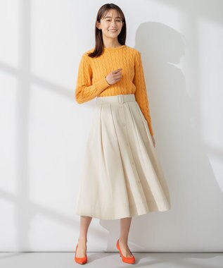 組曲 カラータフタベルト付き スカート ベージュ系