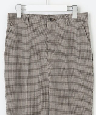 自由区 【撥水加工・洗える】TRギャバチェック柄テーパード パンツ ベージュ系チェック