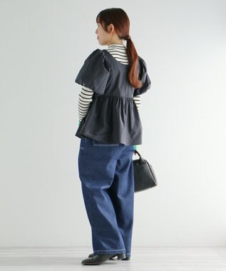 CRAFT STANDARD BOUTIQUE パフスリーブペプラムブラウス Black