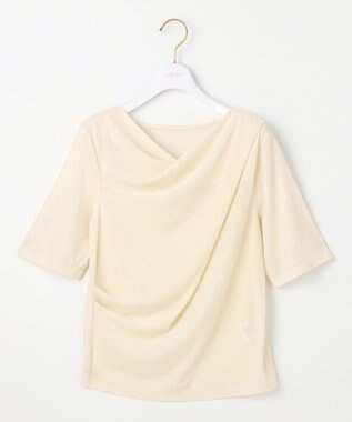 ANY SIS S 【洗える】シアーベロアドレープ Tシャツ アイボリー