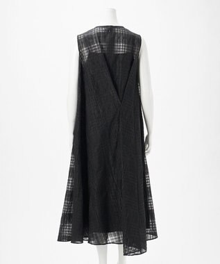 23区 【エステータ】シャドーチェック アシンメトリー ワンピース ブラック系