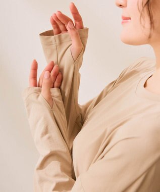 OP／FILA 【Ocean Pacific】バックフリルラッシュガード  レギンスセットウェア ベージュ