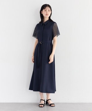 YECCA VECCA レース切替ワンピース Gray Beige