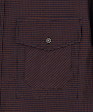 JOSEPH ABBOUD MOUNTAIN 【日本素材/軽量/オーガニックコットンブレンド】チェックコンビ アウトドア シャツ ダークブラウン系3