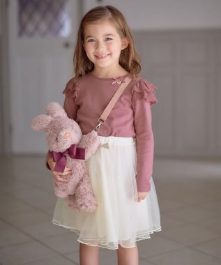 ANY KIDS 袖 レース ガーリー Ｔシャツ ローズピンク