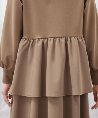 Tiaclasse L 【洗える】ドッキングティアードワンピース キャメル