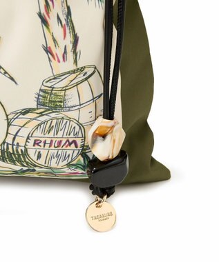 TOPKAPI 【TREASURE TOPKAPI】マイルドサテン スカーフ柄 巾着 トート バッグ カーキ