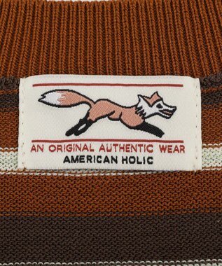 AMERICAN HOLIC 【PENNEY'S】レトロボーダー半袖ニット Orange